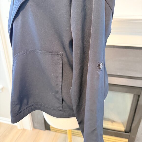 🔵 Navy Open Front Drape Jacket | Max Studio London | Size S - Picture 3 of 11